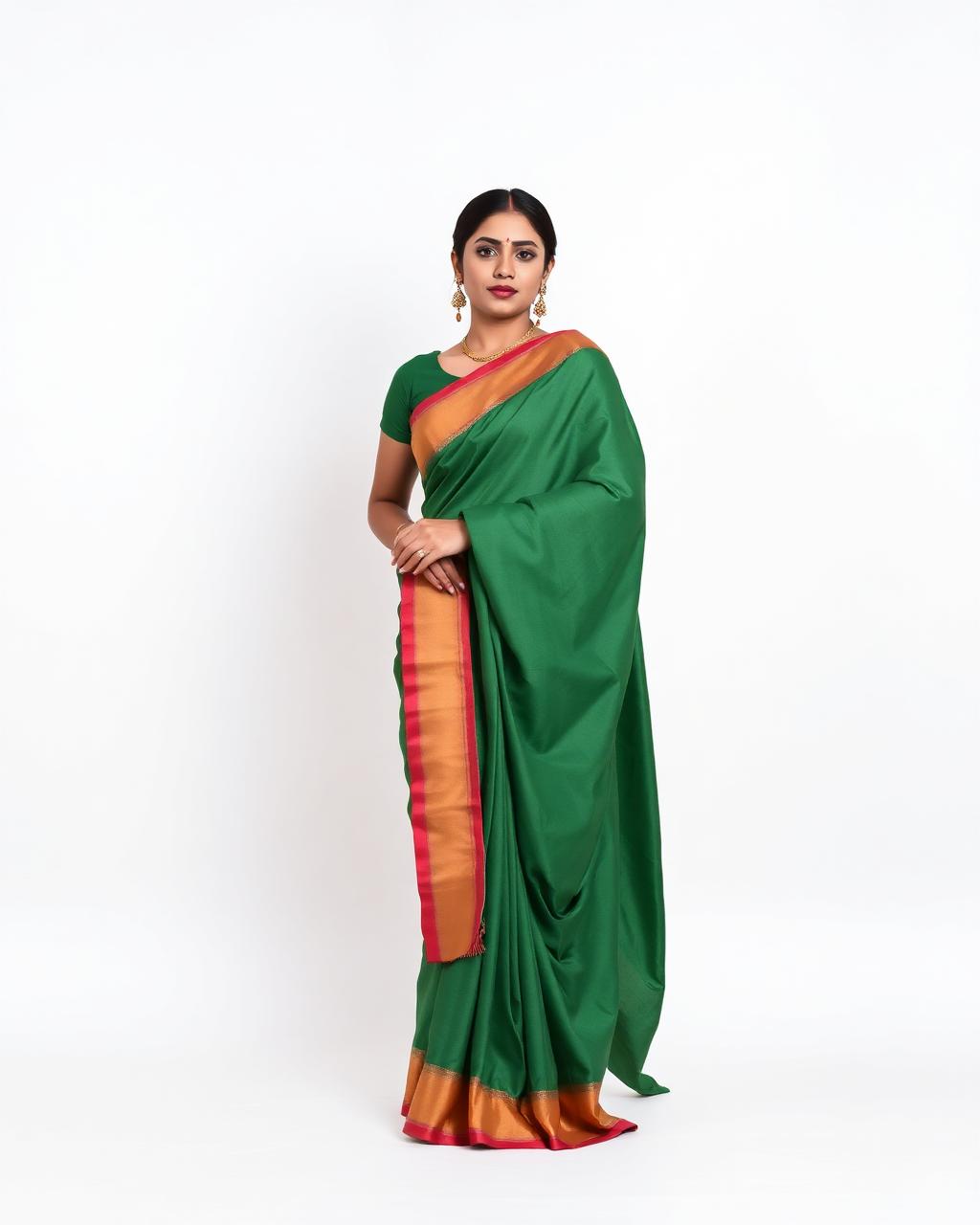 Bengali (Atpoure) saree catalogue shot on Solid white paper